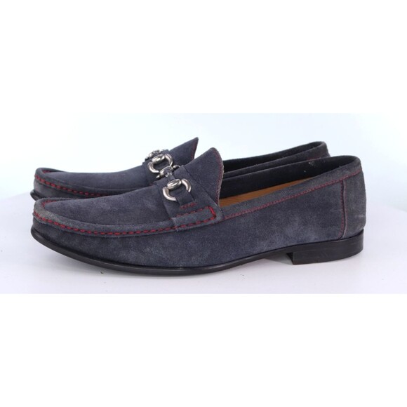 Saks Fifth Avenue Black $180 Men\'s Horsebit Loafers Shoes Size 11.5 M Suede Blue main image 9
